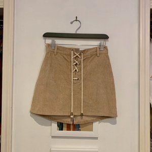 Kendall & Kylie Corduroy Tan Tie Skirt